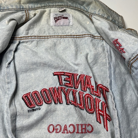 Planet Hollywood Chicago Sz S Vintage 1991 Acid Washed Loose Fit Denim Jacket - Picture 9 of 13